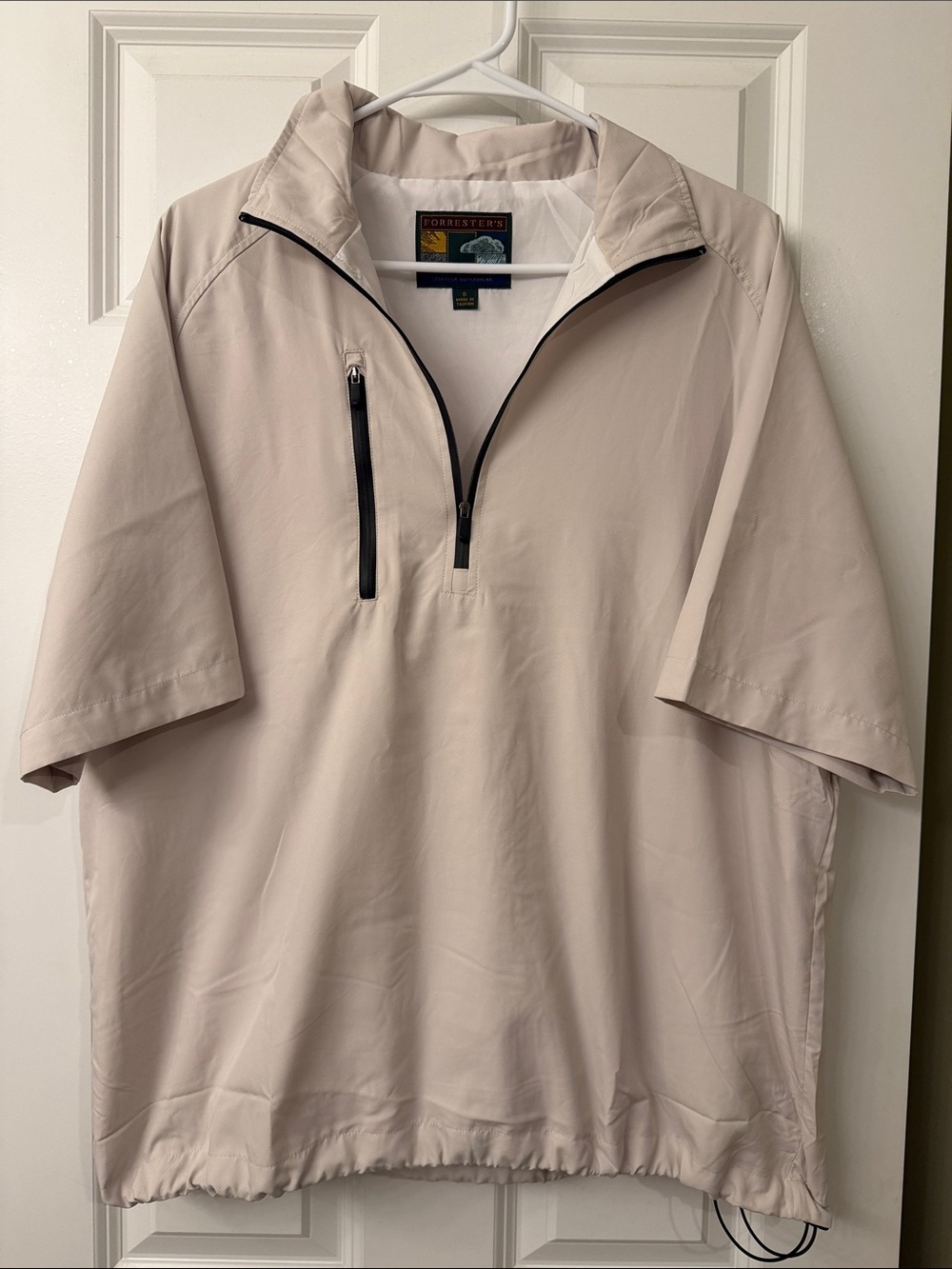 Forrester’s Mens Golf Short-Sleeve Half-Zip Pullover - Beige with Black Trim